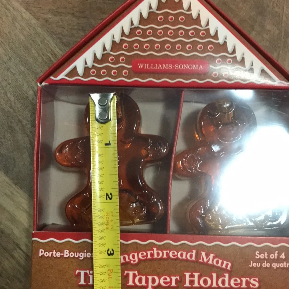 NIB Williams Sonoma gingerbread man tiny taper candle holders